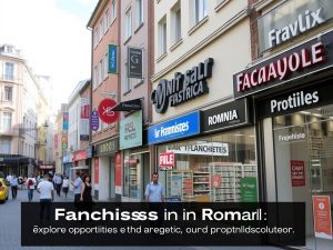 Main page 3 Scenă stradală cu magazine franciză diverse în România.